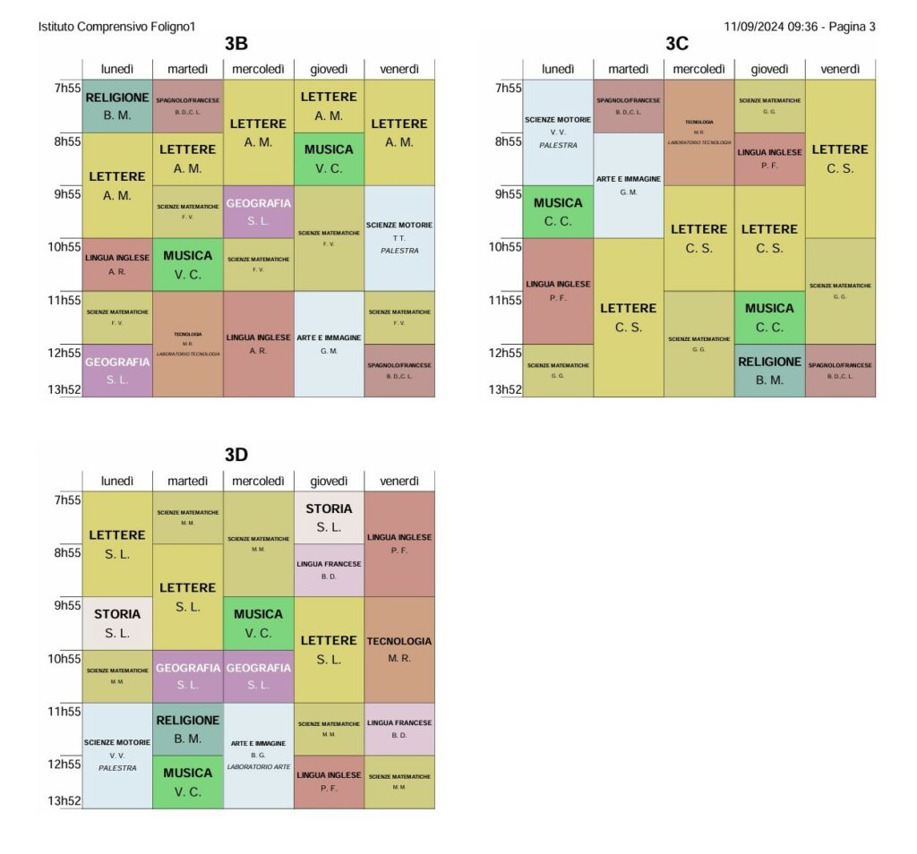 Orario secondaria definitivo dal 16 settembre 2024.